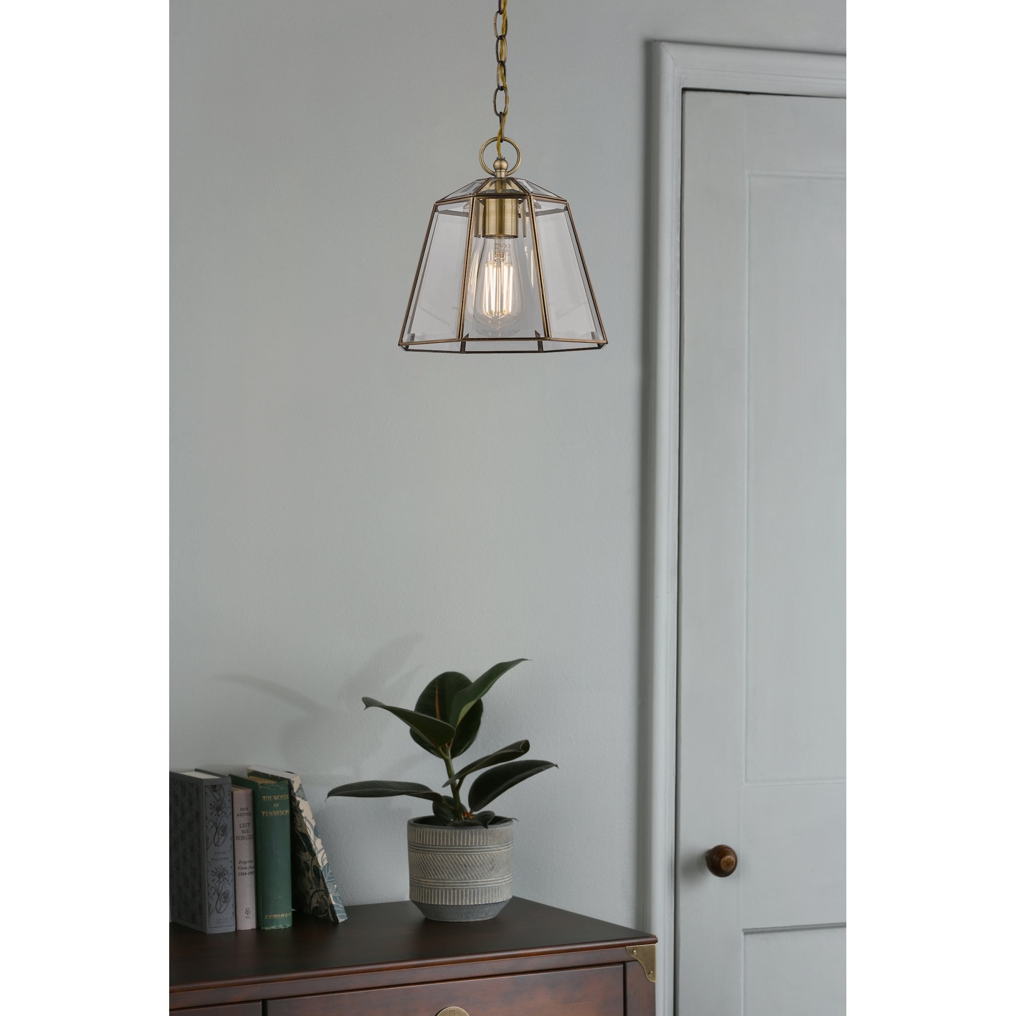 Clayton Lantern Ceiling Pendant Light In Antique Brass Finish LA3756154-Q