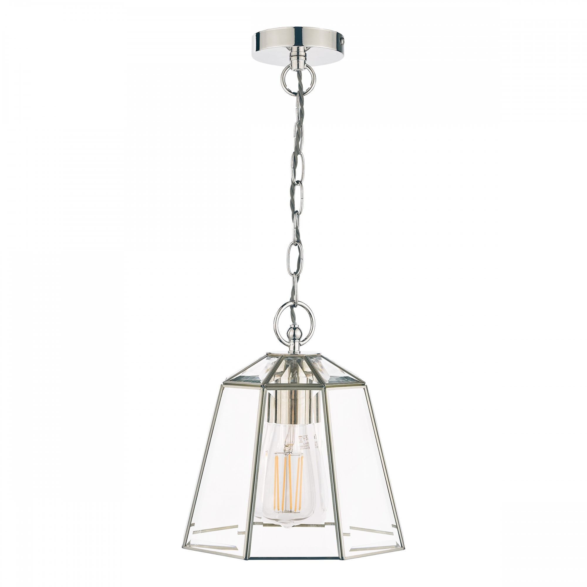Clayton Lantern Ceiling Pendant Light In Polished Silver Finish LA3756166-Q