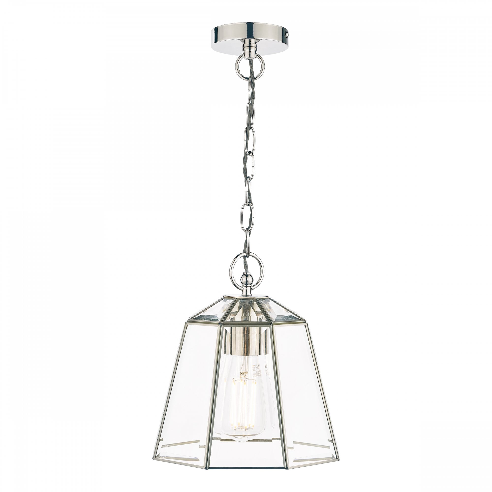Clayton Lantern Ceiling Pendant Light In Polished Silver Finish LA3756166-Q