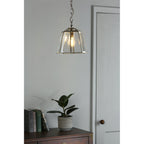 Clayton Lantern Ceiling Pendant Light In Polished Silver Finish LA3756166-Q