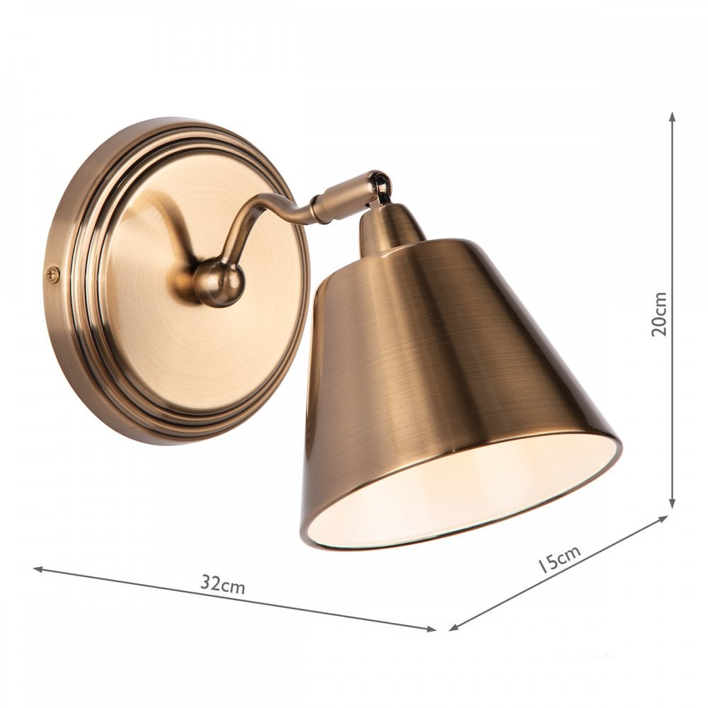 Kempten Traditional Directional Wall Light In Antique Brass Finish KEM0775
