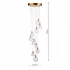 Dita Stunning 10 Light Cluster Ceiling Pendant In Warm Brass With Ribbed Glass DIT2342