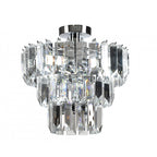 Elegant Crystal Prism 3 Light Semi Flush Ceiling Chandelier In Polished Chrome Finish