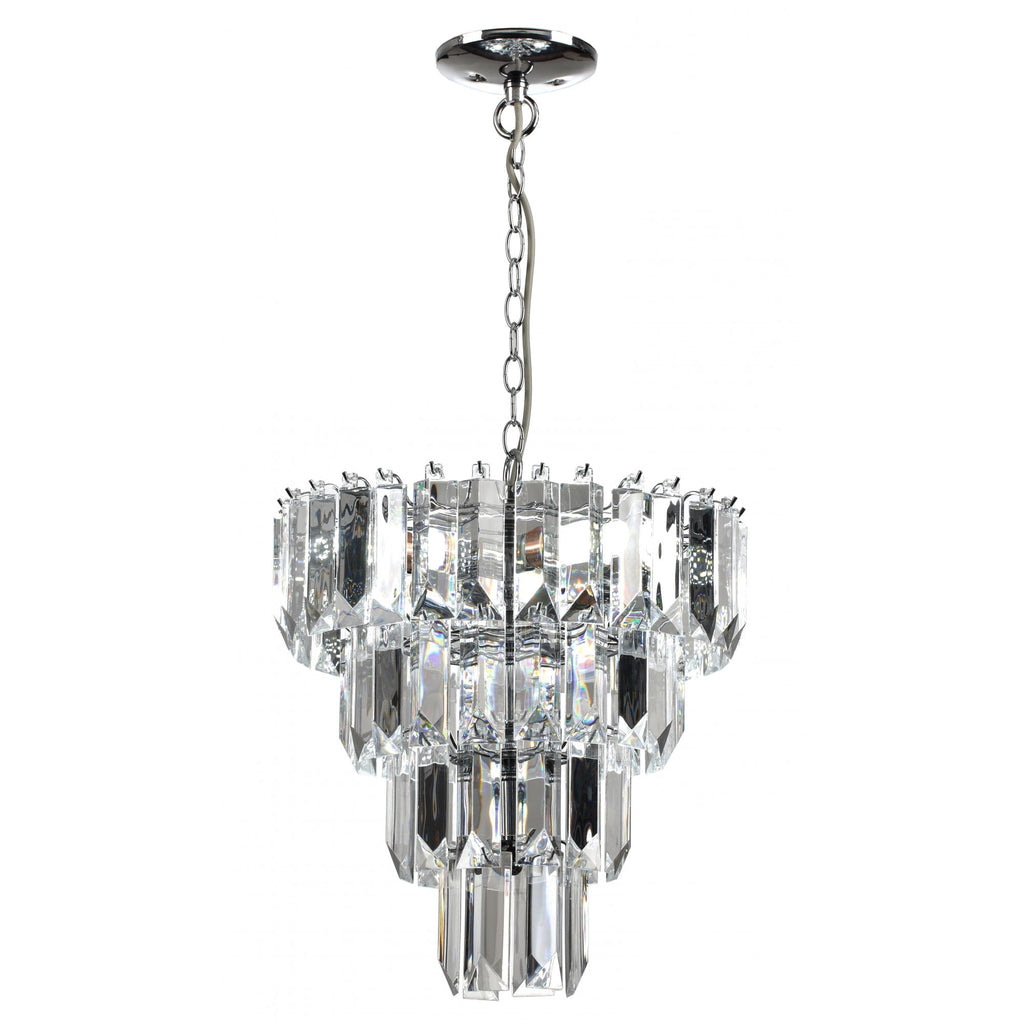 Elegant Crystal Prism 4 Light Ceiling Chandelier In Polished Chrome Finish