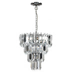 Elegant Crystal Prism 4 Light Ceiling Chandelier In Polished Chrome Finish