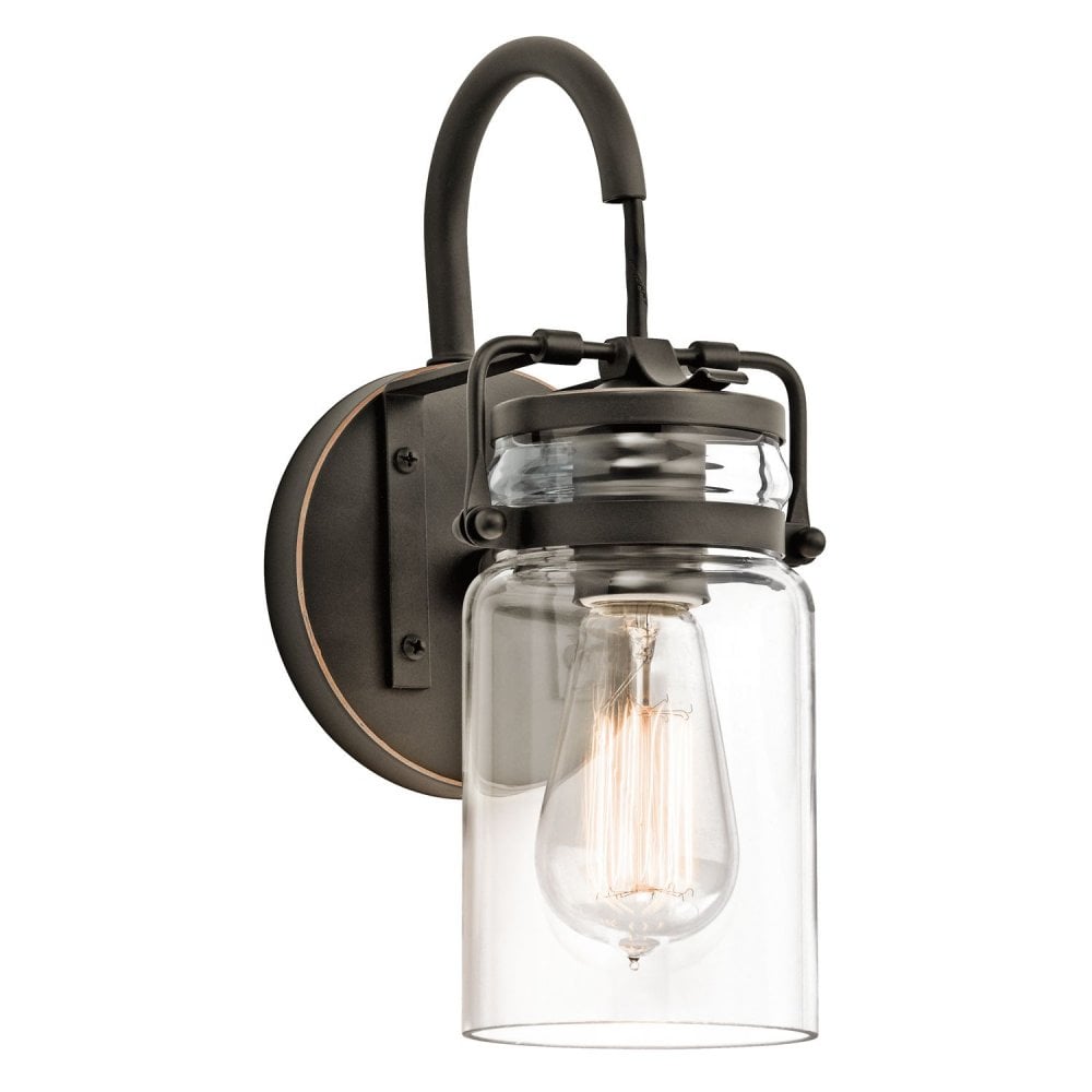 Brinley 1 Light Vintage Glass Wall Light in Bronze KL-BRINLEY1-OZ