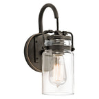 Brinley 1 Light Vintage Glass Wall Light in Bronze KL-BRINLEY1-OZ