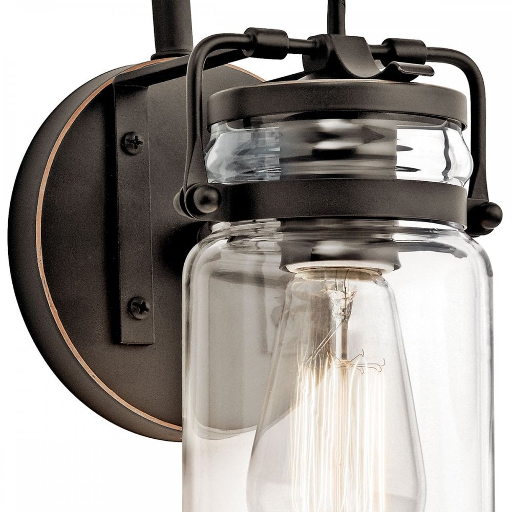 Brinley 1 Light Vintage Glass Wall Light in Bronze KL-BRINLEY1-OZ