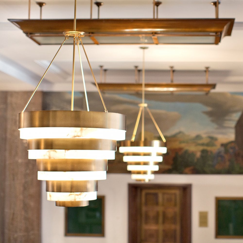 Echelon 8 Light Ceiling Pendant Light In Heritage Brass Finish QN-ECHELON-8P
