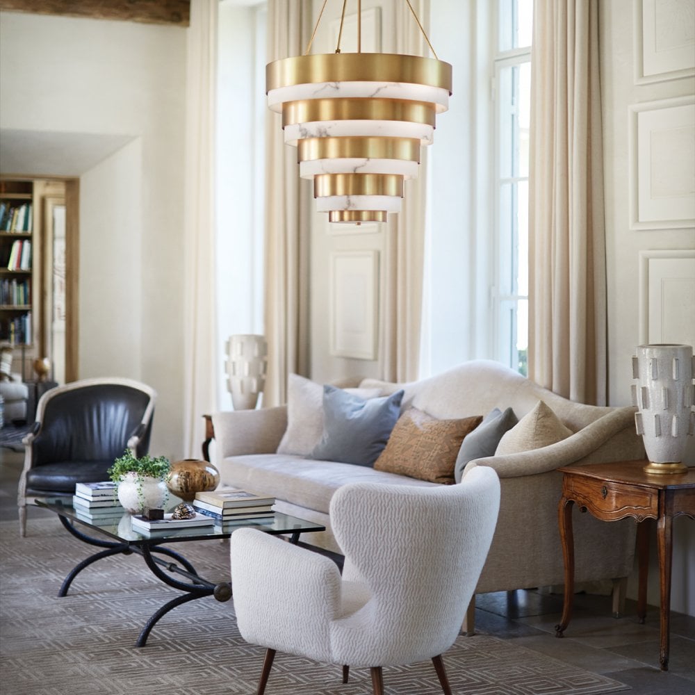 Echelon 8 Light Ceiling Pendant Light In Heritage Brass Finish QN-ECHELON-8P