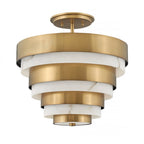 Echelon 3 Light Semi Flush Ceiling Light In Heritage Brass Finish QN-ECHELON-SF