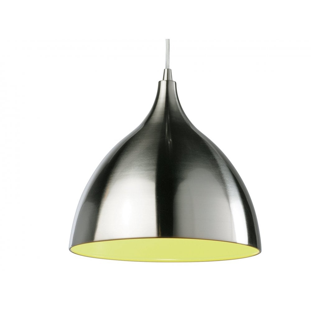 Cafe Modern Brushed Steel and Green Ceiling Pendant - 5743BSGN