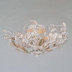 SF05305/AW Antique White Flush Crystal & Metal Ceiling Light