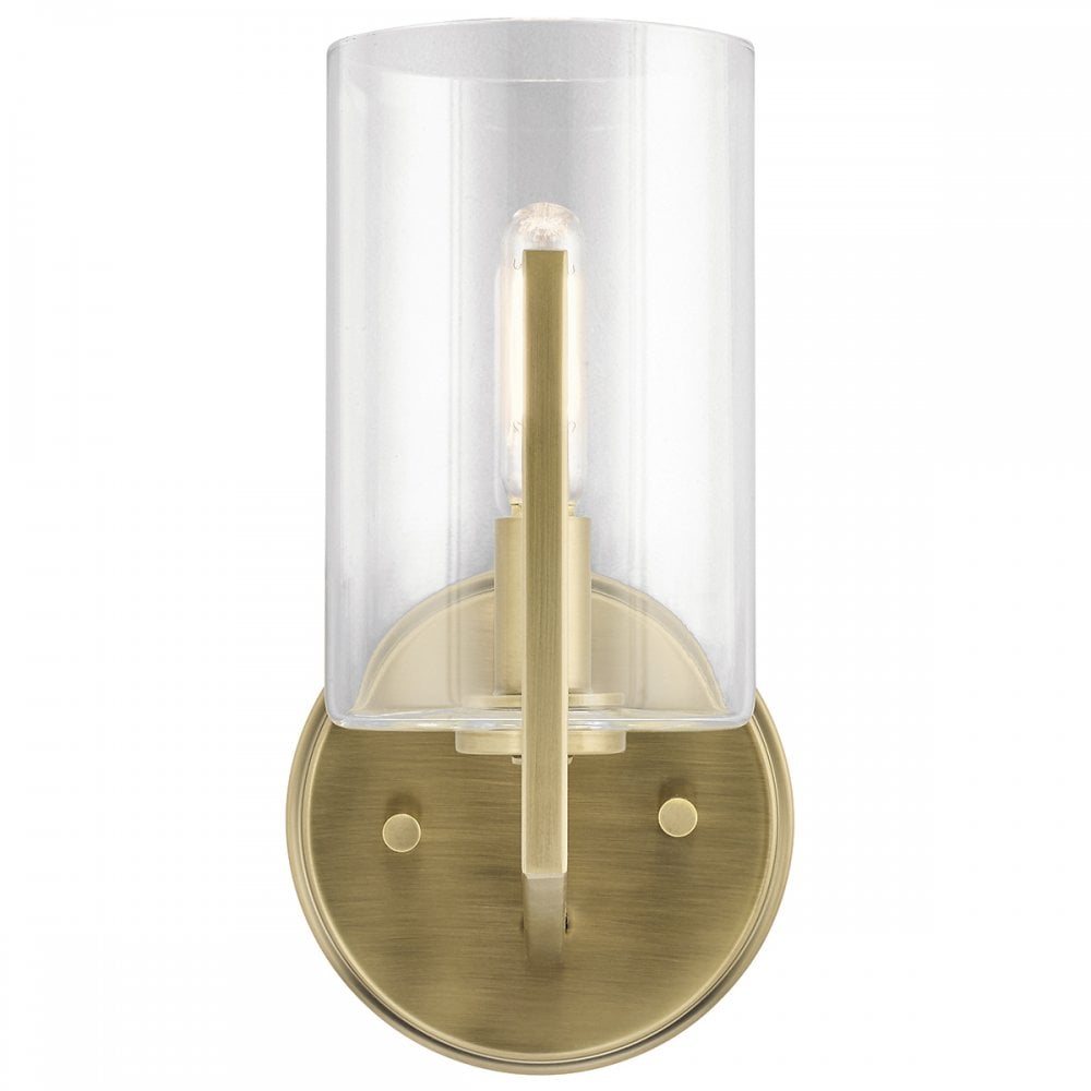 Nye Modern Single Wall Light in Brushed Natural Brass QN-NYE1-BNB