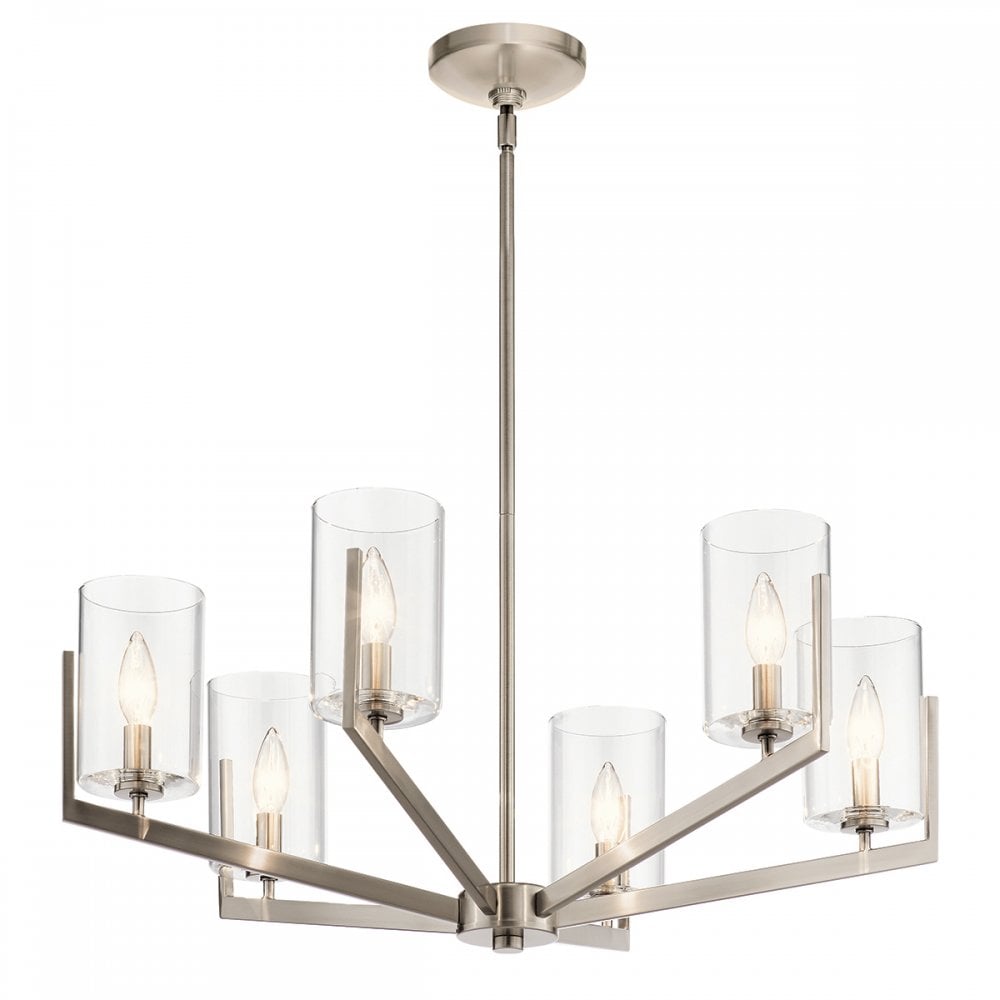Nye Modern 6 Light Ceiling Chandelier in Classic Pewter QN-NYE6-CLP