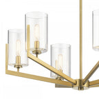 Nye Modern 6 Light Ceiling Chandelier in Brushed Natural Brass QN-NYE6-BNB