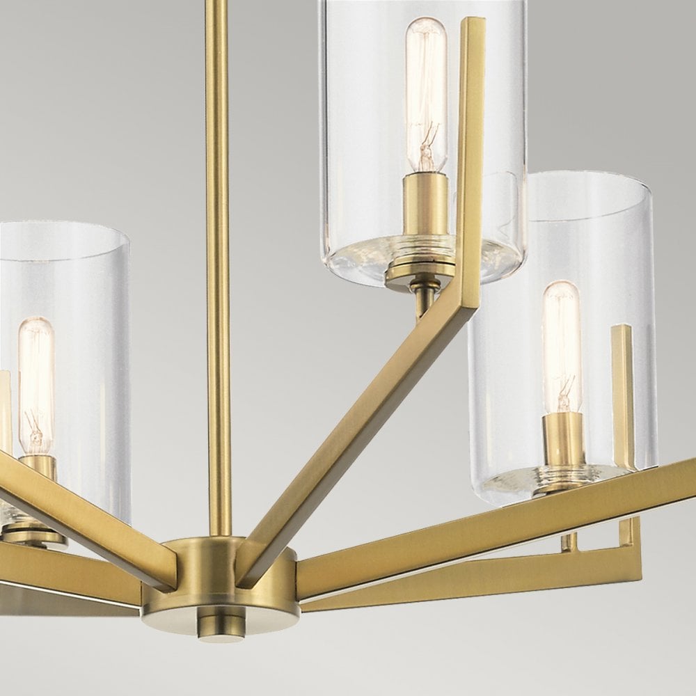 Nye Modern 6 Light Ceiling Chandelier in Brushed Natural Brass QN-NYE6-BNB