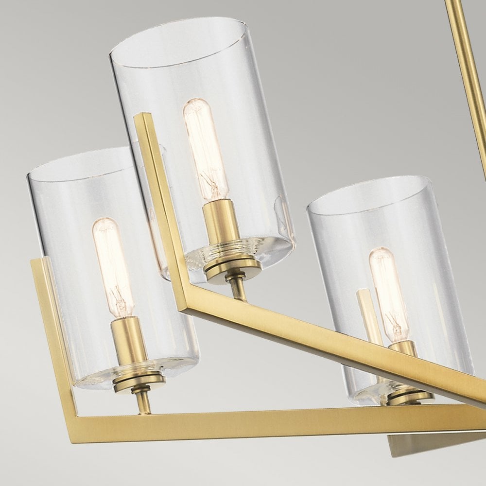 Nye Modern 6 Light Ceiling Chandelier in Brushed Natural Brass QN-NYE6-BNB
