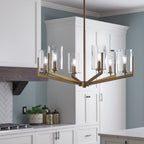 Nye Modern 6 Light Ceiling Chandelier in Brushed Natural Brass QN-NYE6-BNB
