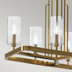 Kimrose Art Deco 10 Light Linear Chandelier In Brushed Natural Brass QN-KIMROSE10-BNB