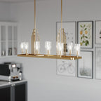 Kimrose Art Deco 10 Light Linear Chandelier In Brushed Natural Brass QN-KIMROSE10-BNB