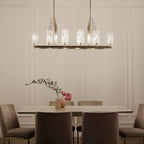 Kimrose Art Deco 10 Light Linear Chandelier In Brushed Natural Brass QN-KIMROSE10-BNB