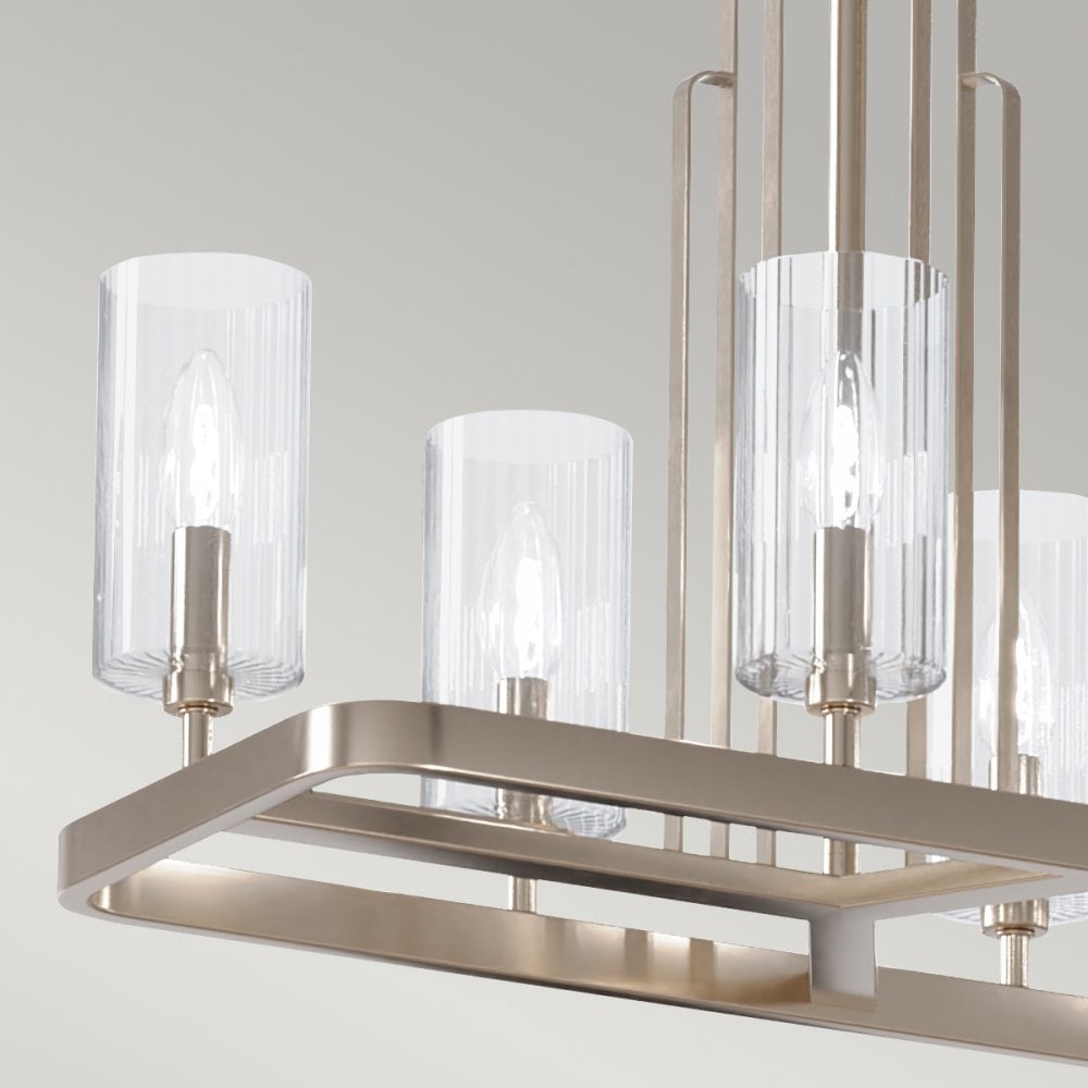 Kimrose Art Deco 10 Light Linear Chandelier In Polished Nickel QN-KIMROSE10-PN