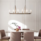 Kimrose Art Deco 10 Light Linear Chandelier In Polished Nickel QN-KIMROSE10-PN