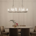 Kimrose Art Deco 10 Light Linear Chandelier In Polished Nickel QN-KIMROSE10-PN
