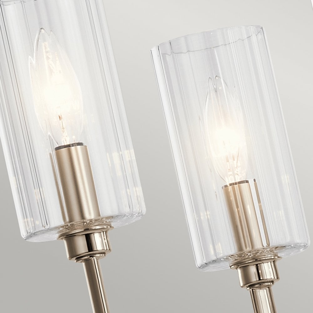 Kimrose Art Deco 6 Light Ceiling Chandelier In Polished Nickel QN-KIMROSE6-PN