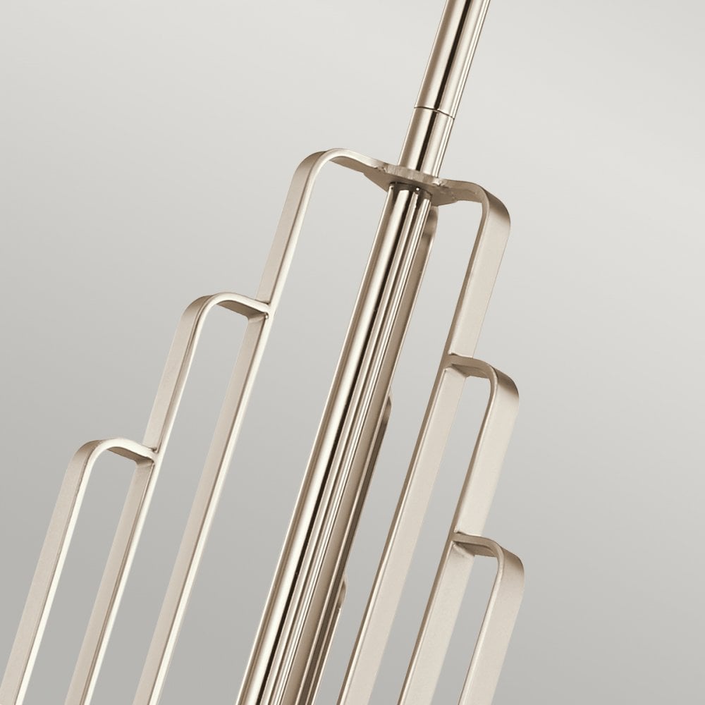 Kimrose Art Deco 6 Light Ceiling Chandelier In Polished Nickel QN-KIMROSE6-PN