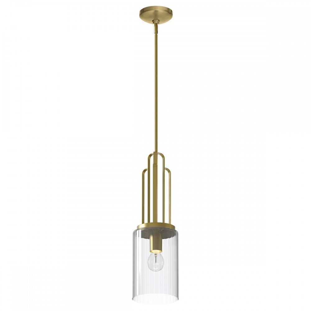 Kimrose Art Deco Mini Ceiling Pendant Light In Brushed Natural Brass Finish QN-KIMROSE-MP-BNB