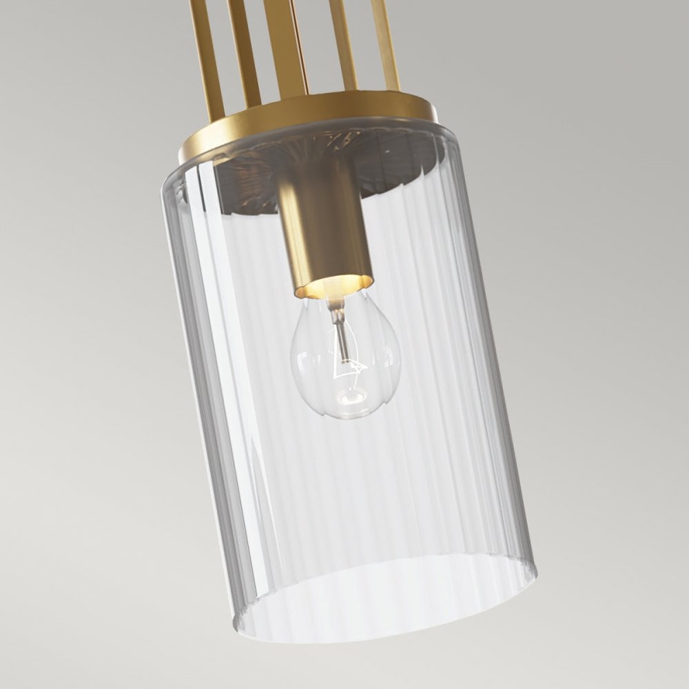Kimrose Art Deco Mini Ceiling Pendant Light In Brushed Natural Brass Finish QN-KIMROSE-MP-BNB