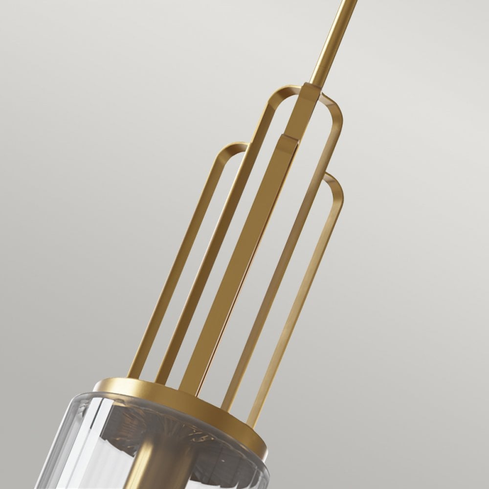 Kimrose Art Deco Mini Ceiling Pendant Light In Brushed Natural Brass Finish QN-KIMROSE-MP-BNB