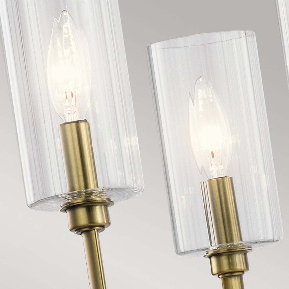 Kimrose Art Deco 6 Light Ceiling Chandelier In Brushed Natural Brass QN-KIMROSE6-BNB