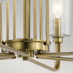 Kimrose Art Deco 6 Light Ceiling Chandelier In Brushed Natural Brass QN-KIMROSE6-BNB