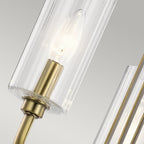 Kimrose Art Deco 3 Light Ceiling Chandelier In Brushed Natural Brass QN-KIMROSE3-BNB