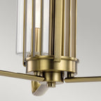 Kimrose Art Deco 3 Light Ceiling Chandelier In Brushed Natural Brass QN-KIMROSE3-BNB