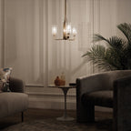 Kimrose Art Deco 3 Light Ceiling Chandelier In Brushed Natural Brass QN-KIMROSE3-BNB