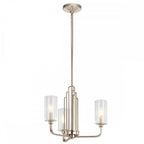 Kimrose Art Deco 3 Light Ceiling Chandelier In Polished Nickel QN-KIMROSE3-PN