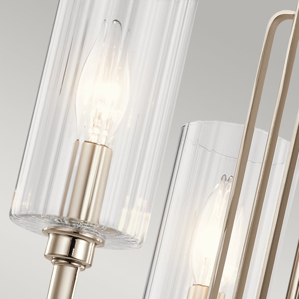 Kimrose Art Deco 3 Light Ceiling Chandelier In Polished Nickel QN-KIMROSE3-PN