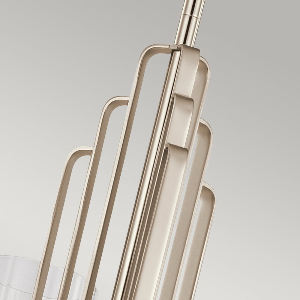 Kimrose Art Deco 3 Light Ceiling Chandelier In Polished Nickel QN-KIMROSE3-PN