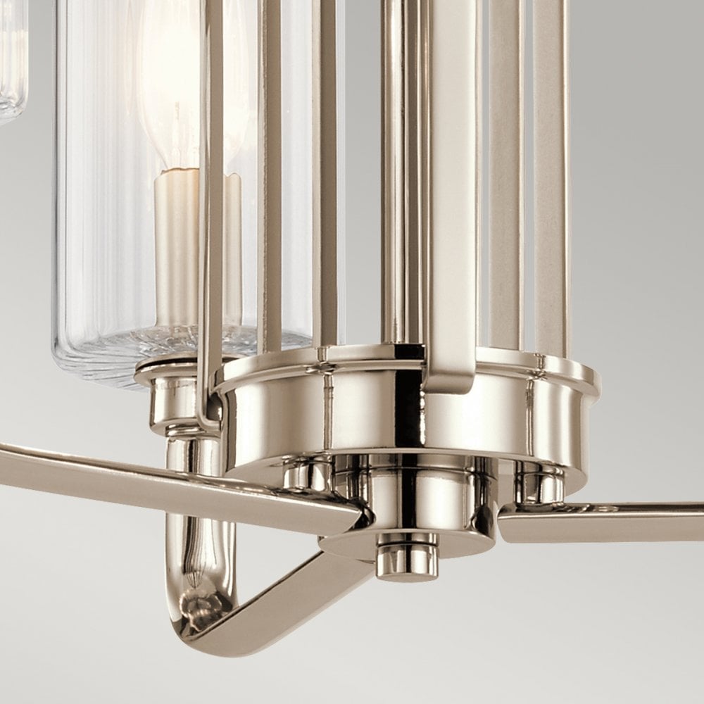 Kimrose Art Deco 3 Light Ceiling Chandelier In Polished Nickel QN-KIMROSE3-PN