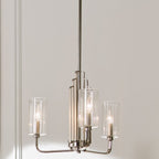 Kimrose Art Deco 3 Light Ceiling Chandelier In Polished Nickel QN-KIMROSE3-PN