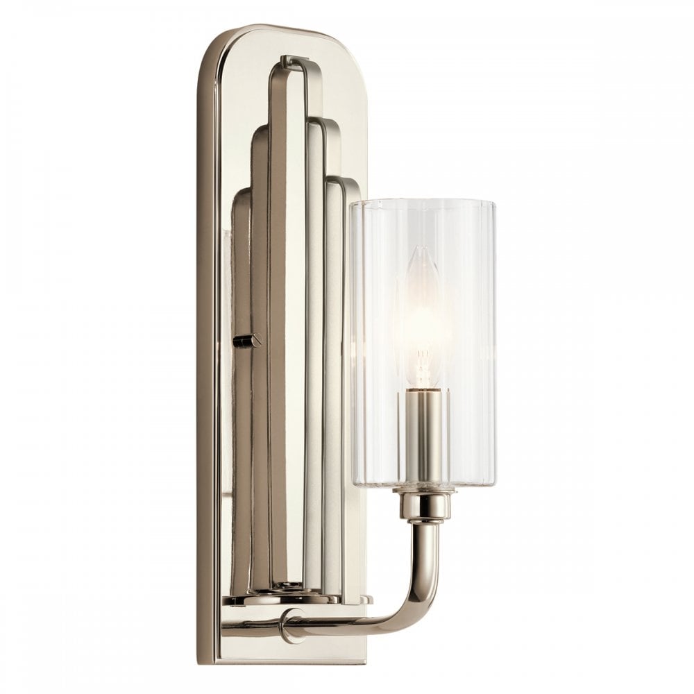 Kimrose Art Deco Single Wall Light In Polished Nickel Finish QN-KIMROSE1-PN