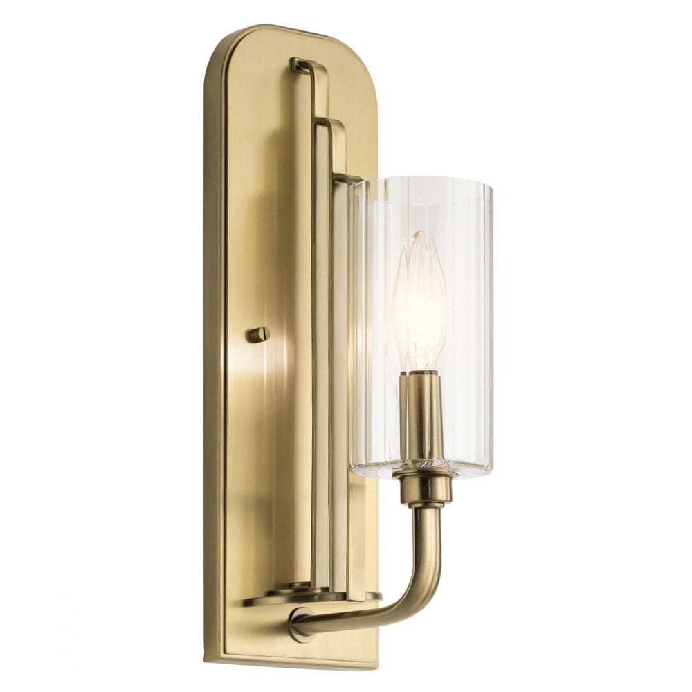 Kimrose Art Deco Single Wall Light In Brushed Natural Brass Finish QN-KIMROSE1-BNB