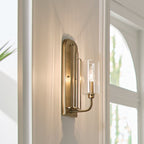 Kimrose Art Deco Single Wall Light In Brushed Natural Brass Finish QN-KIMROSE1-BNB
