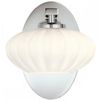 Pim Modern Single Wall Light In Polished Chrome With Opal Glass IP44 QN-PIM1-PC
