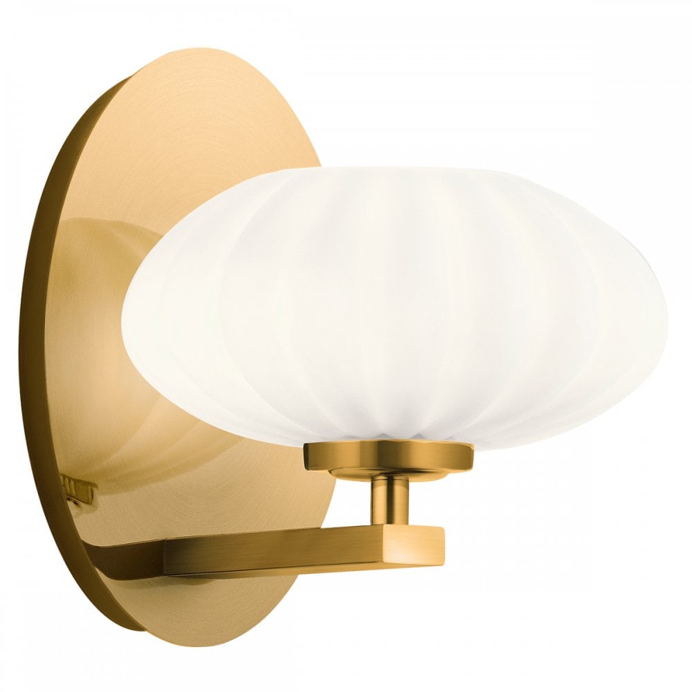 Pim Modern Single Wall Light In Fox Gold With Opal Glass IP44 QN-PIM1-FXG