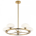 Pim Modern 5 Light Ceiling Chandelier In Fox Gold With Opal Glass IP44 QN-PIM5-FXG